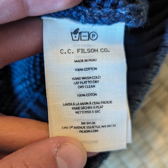 Filson Lake Quinault Crewneck Sweater Blue Knit Women's Size Small Made in Peru - Picture 4 of 6